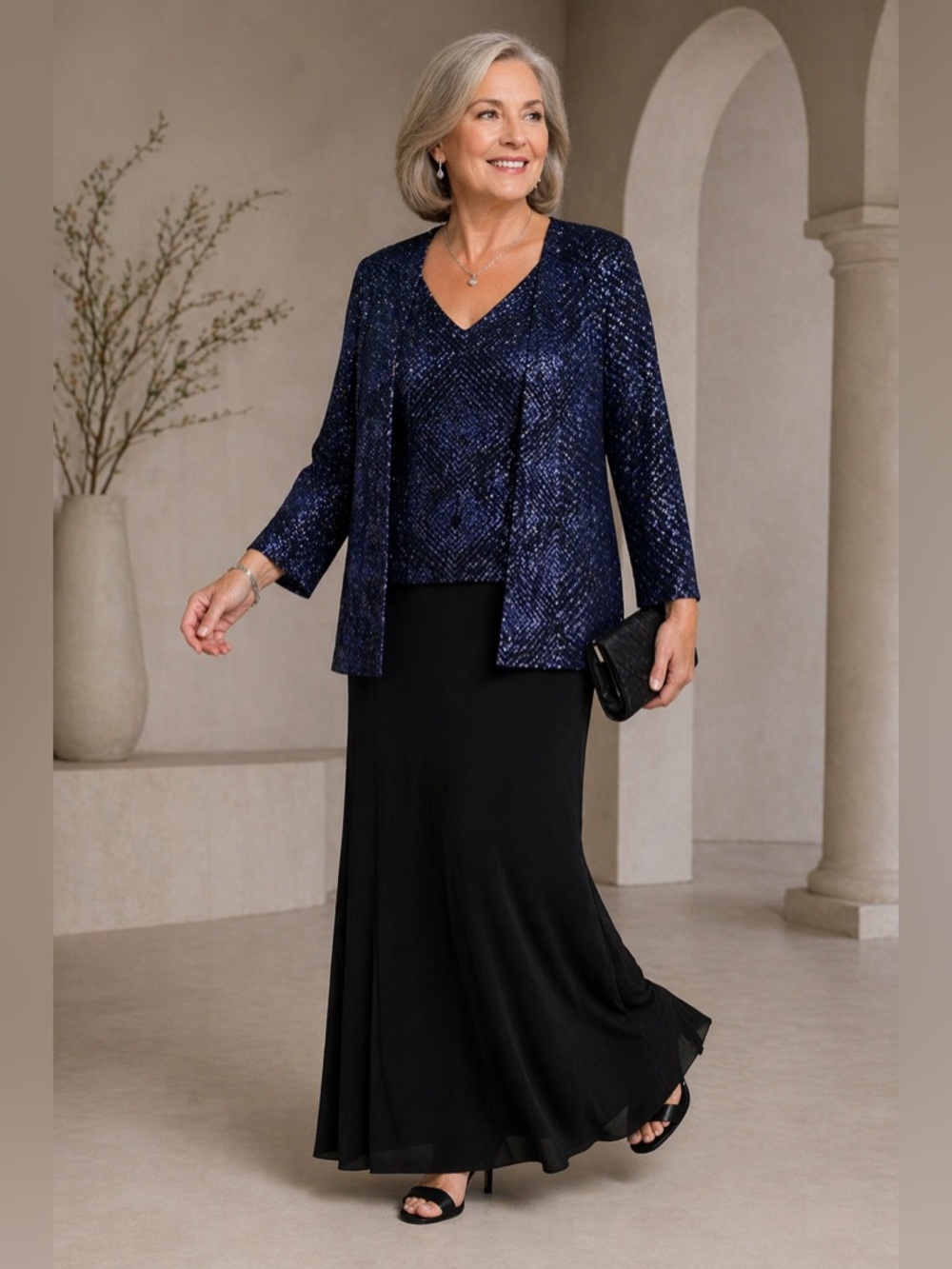 ALEX EVENINGS Evening Gown 2-Piece Set Jacket & Maxi Dress MOB Formal 22W PETITE